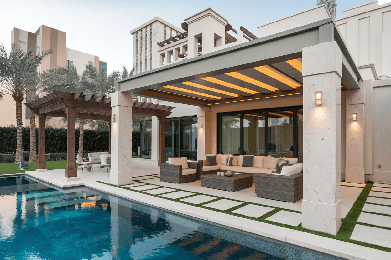 Elegant wooden patio cover